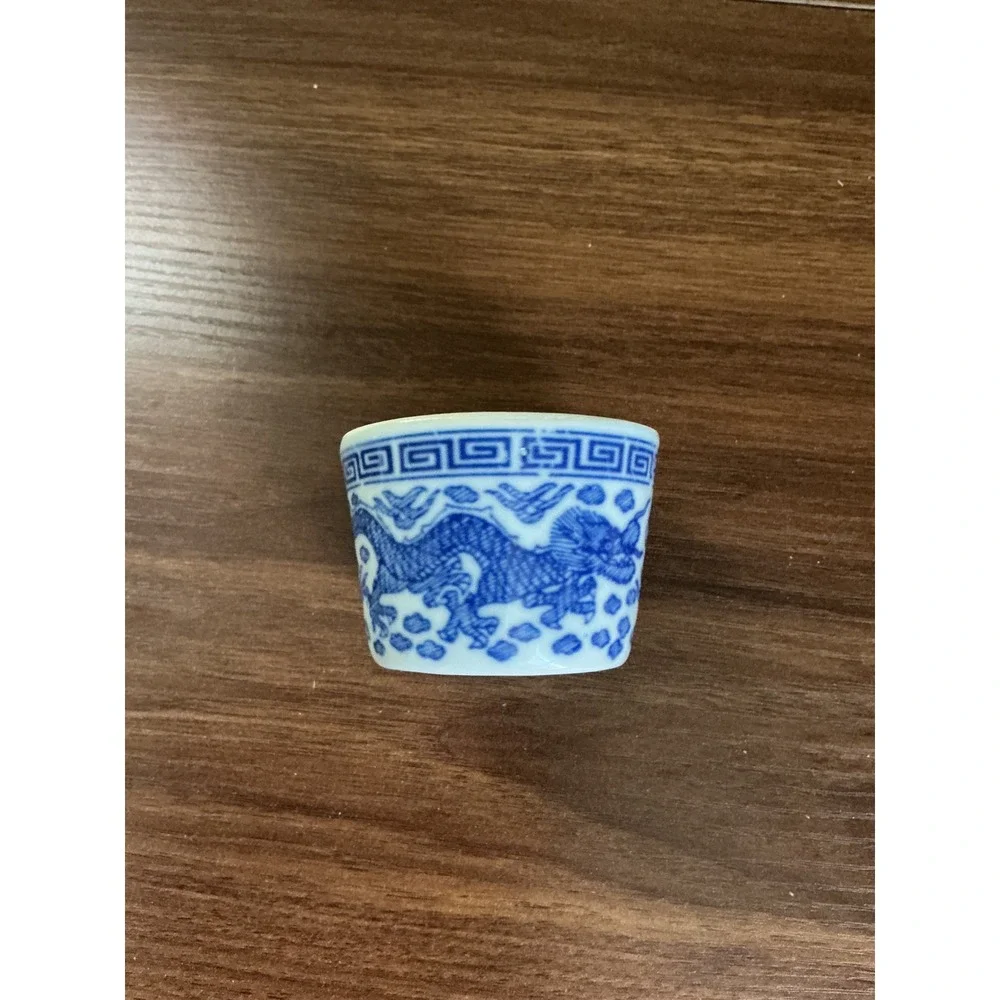 Vintage Blue and White Sake Cups Set of 3 | Japanese Porcelain Cups